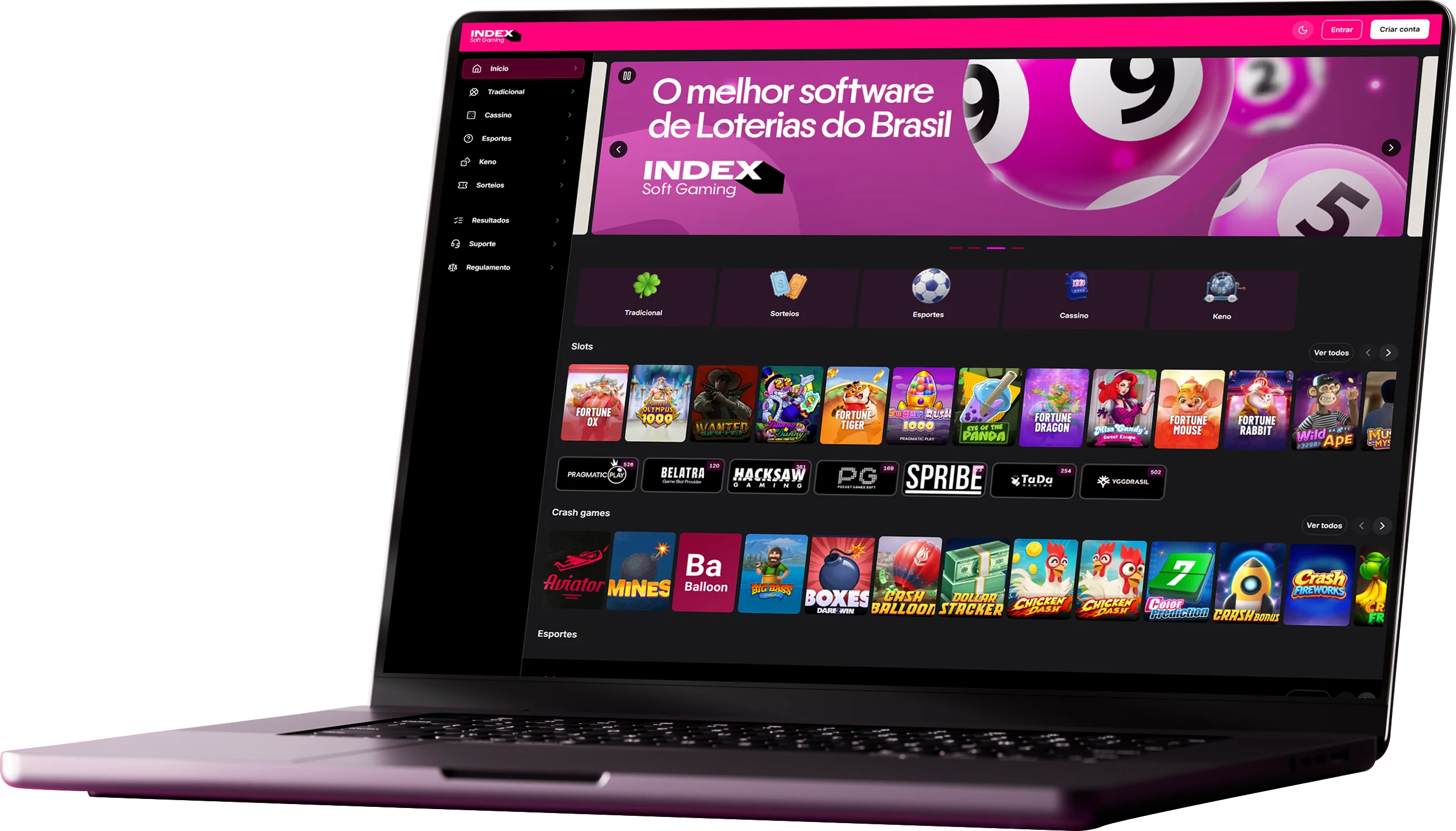 Plataforma de Apostas e Cassino Index Soft para Desktop